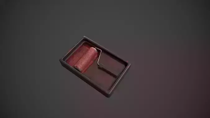 Paint Roller and Tray - Red Paint