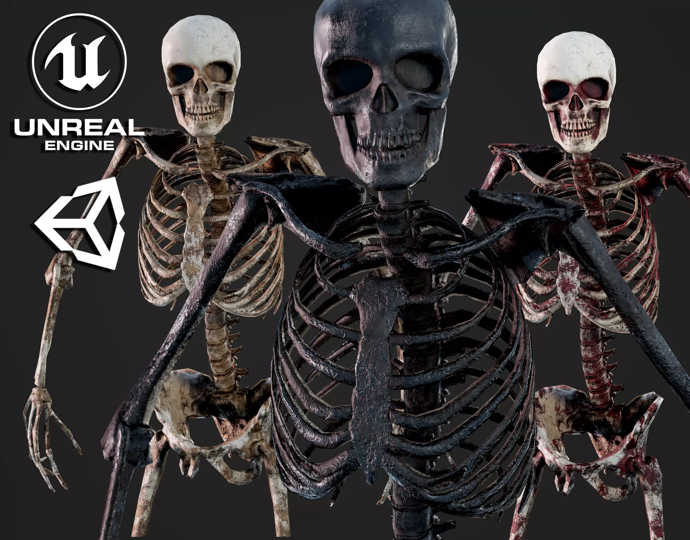 Skeleton Humanoid - Game Ready Low-poly 3D model_0