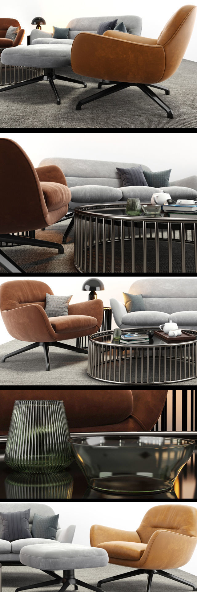 Minotti Jensen Arm Chair And Sofa Set 3D model_1
