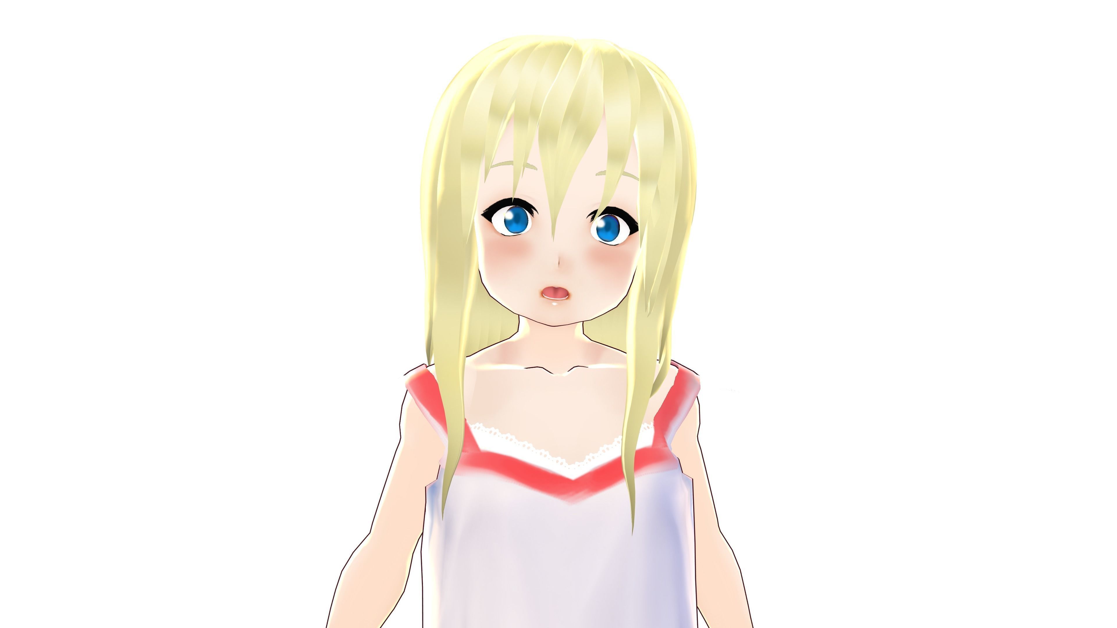 BABY GIRL CHARACTER GIRL SURPRISE EMOTION T-POSE SHAPE KEYS Low-poly 3D model_2