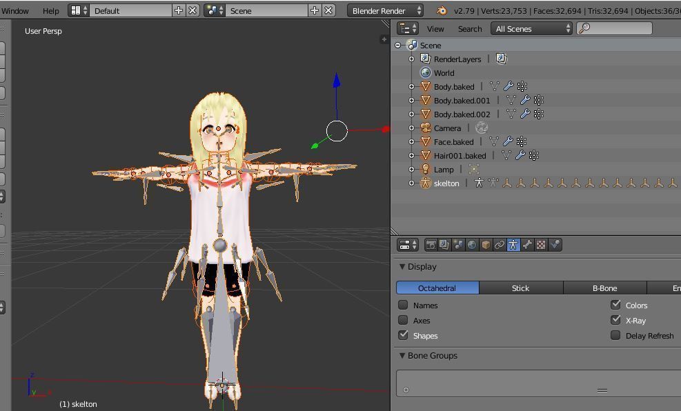 BABY GIRL CHARACTER GIRL SURPRISE EMOTION T-POSE SHAPE KEYS Low-poly 3D model_11