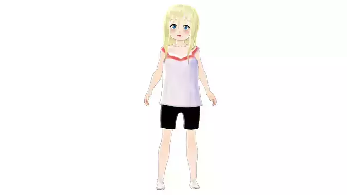 BABY GIRL CHARACTER GIRL SURPRISE EMOTION T-POSE SHAPE KEYS Low-poly 3D model