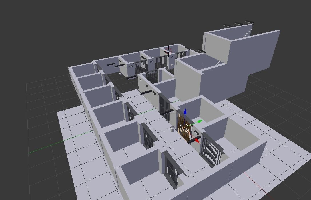 Prison corridor Low-poly 3D model_3