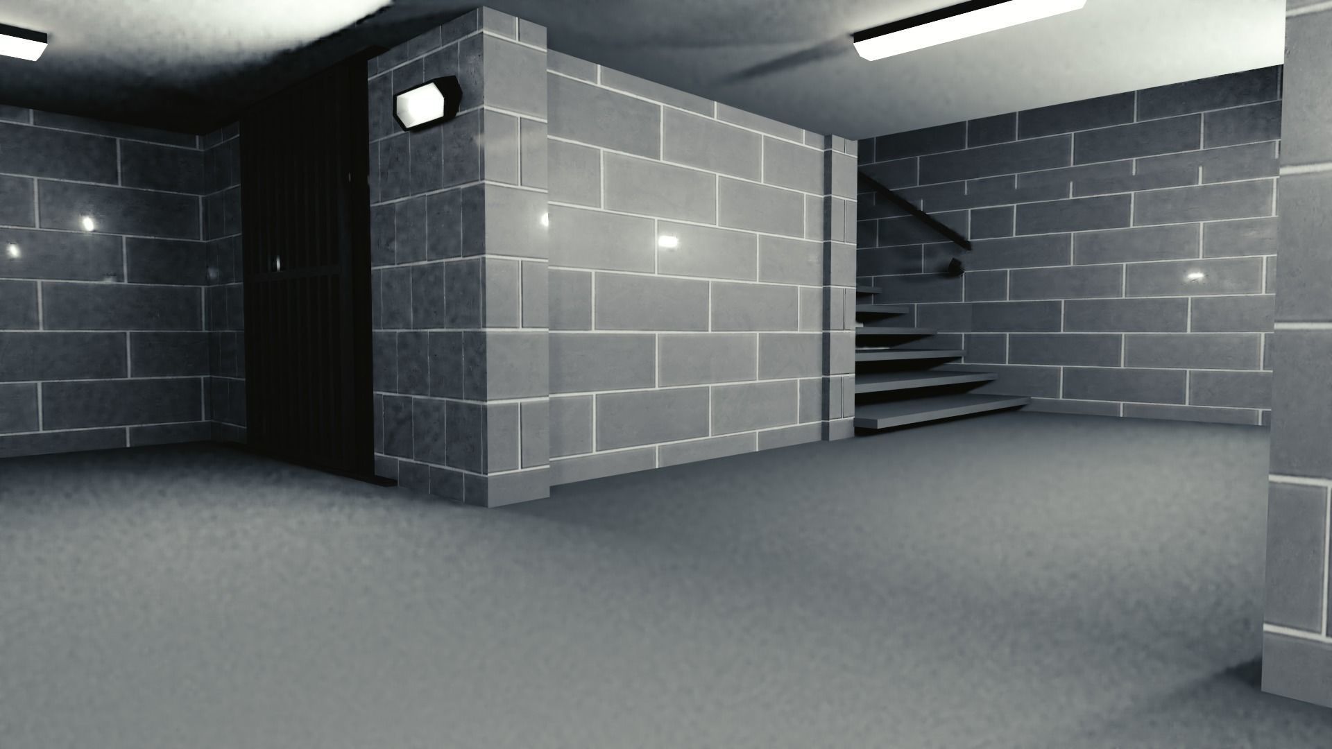 Prison corridor Low-poly 3D model_1