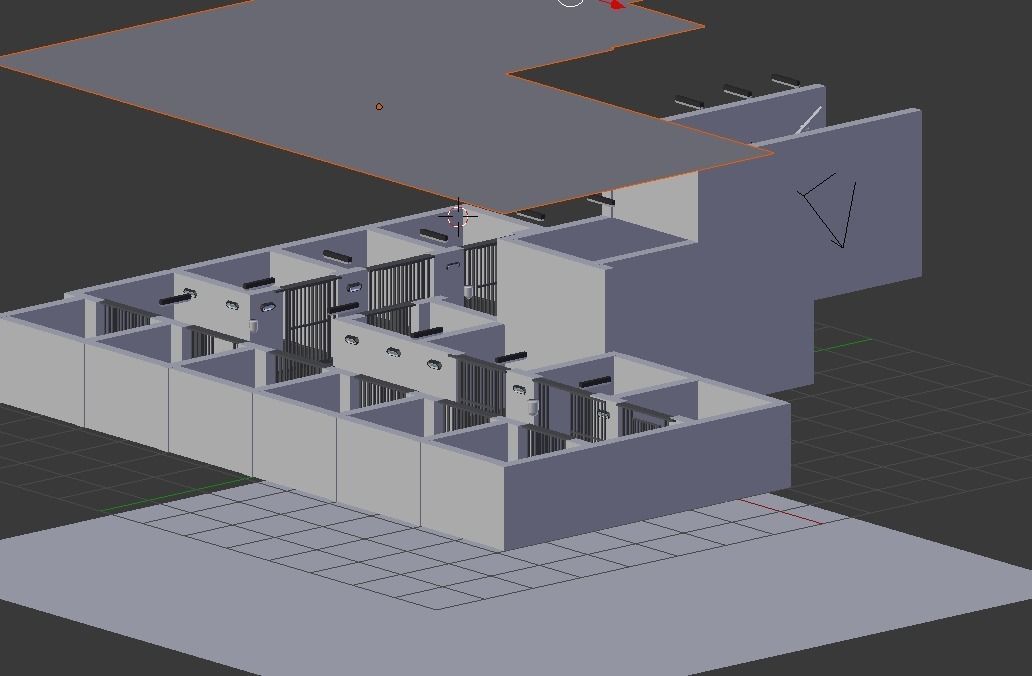 Prison corridor Low-poly 3D model_9