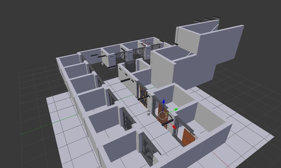 Prison corridor Low-poly 3D model_2