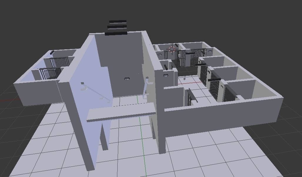 Prison corridor Low-poly 3D model_8