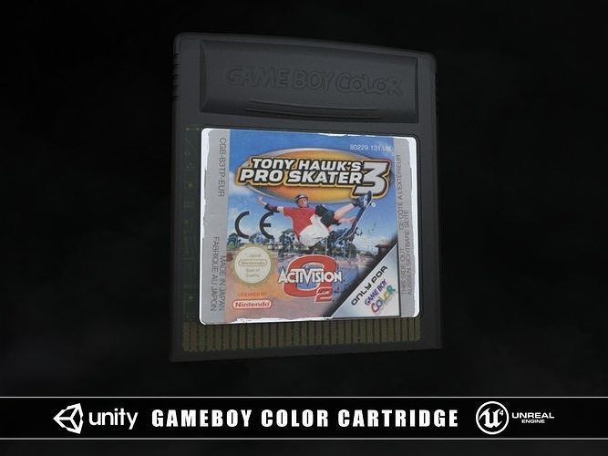 Gameboy Color Cartridge Low-poly 3D model
