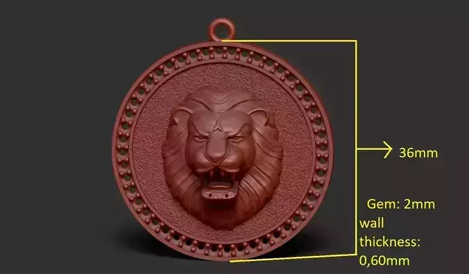 lion necklace 3D print model