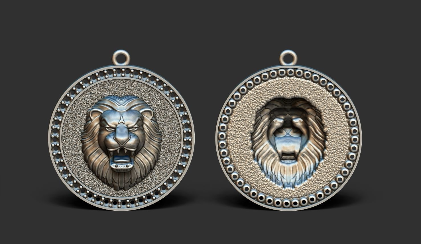 lion necklace 3D print model_2