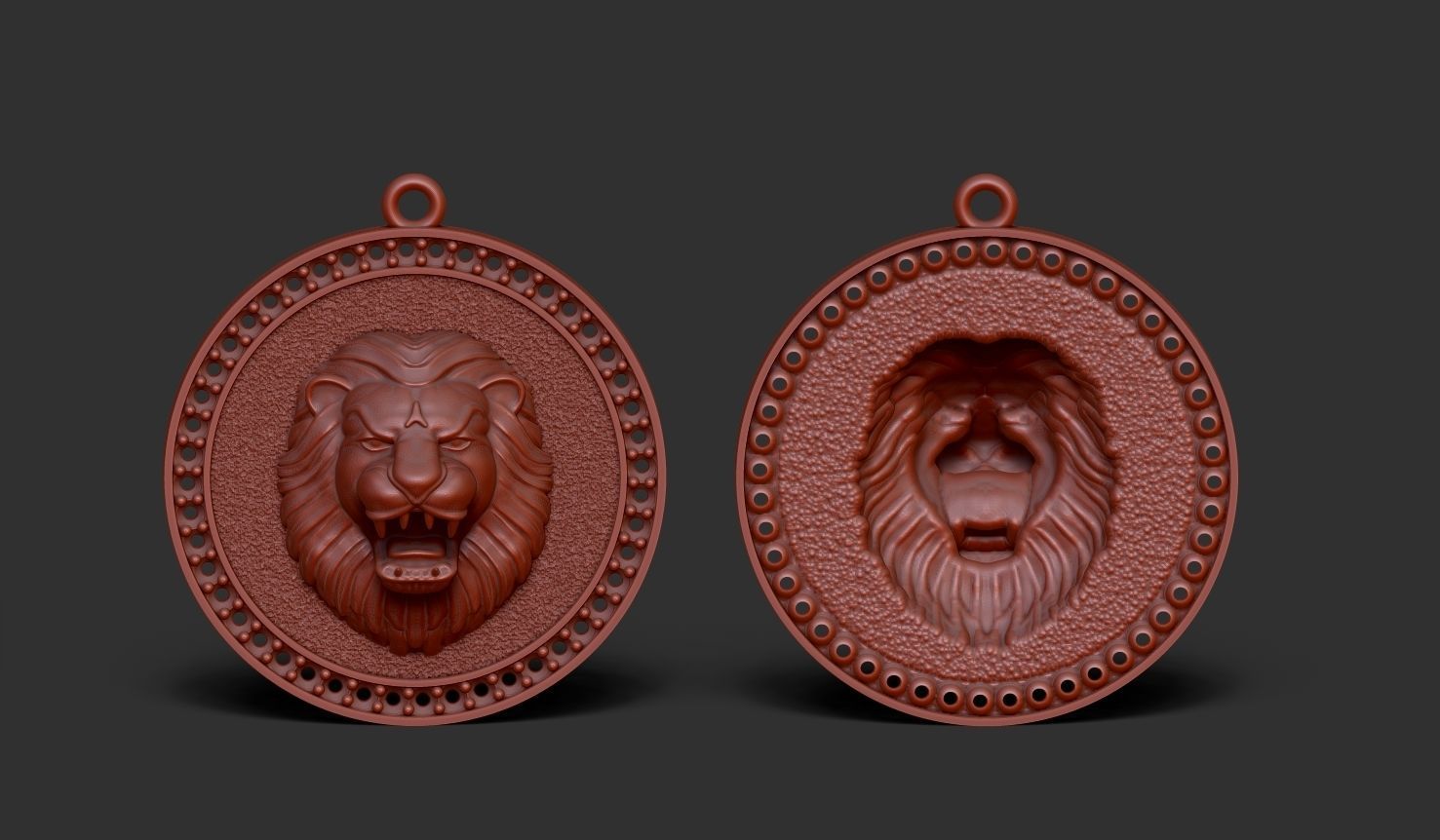 lion necklace 3D print model_1