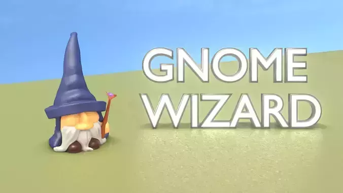 Gnome Wizard Character - Funny Old Wiseman Low-poly 3D model