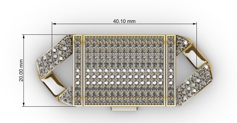 20MM CUBAN LINK CHAIN 3 ROWS DIAMOND BRACELET NECKLACE 3D print model_10