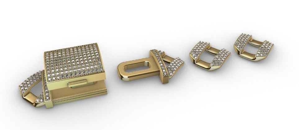 20MM CUBAN LINK CHAIN 3 ROWS DIAMOND BRACELET NECKLACE 3D print model_13