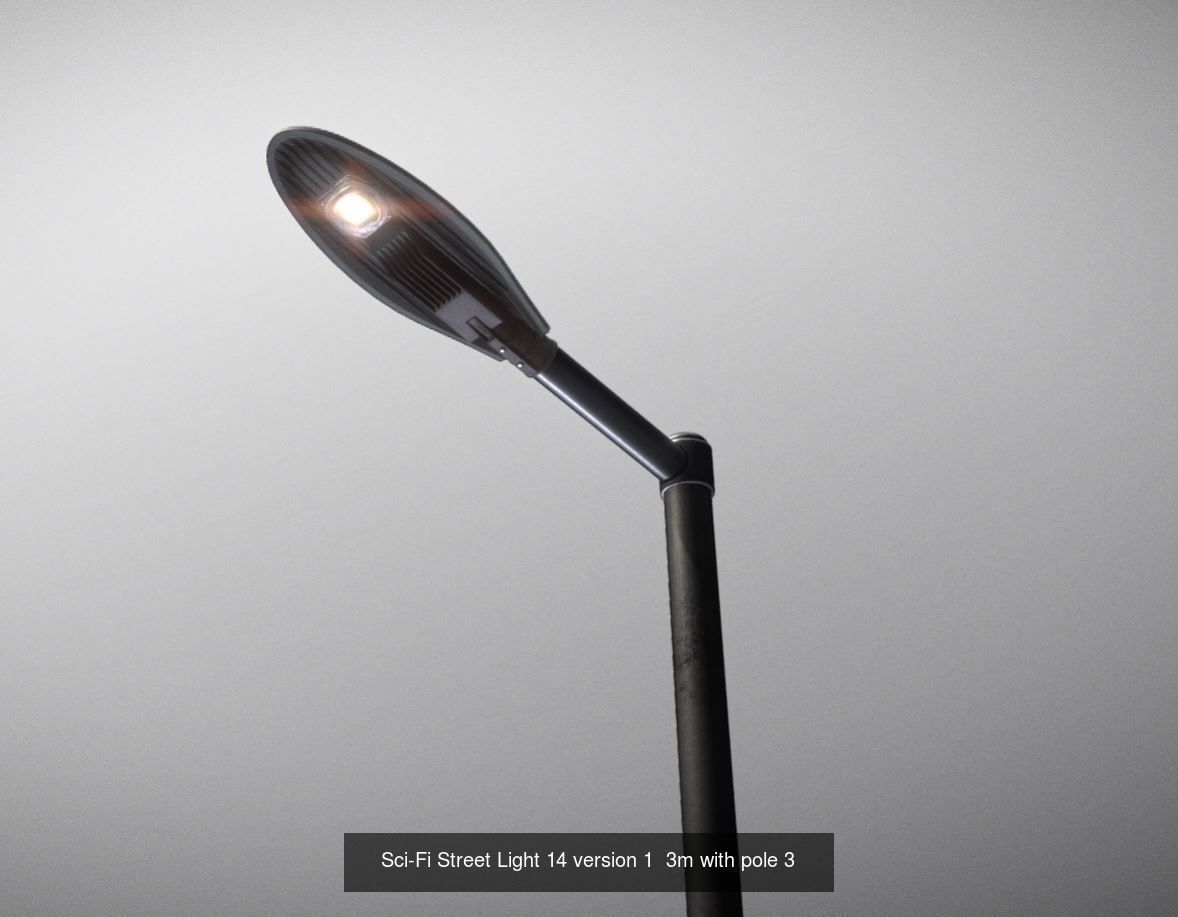 Sci-Fi Street Light 14 with pole 3 3D Model Collection_5