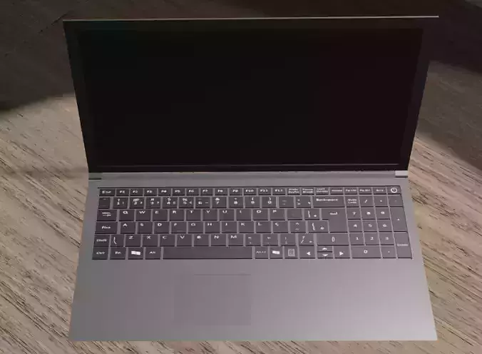 Laptop on wooden table