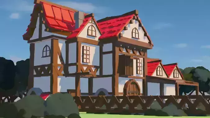LowpolyMedievalHouseMODULAR castle set