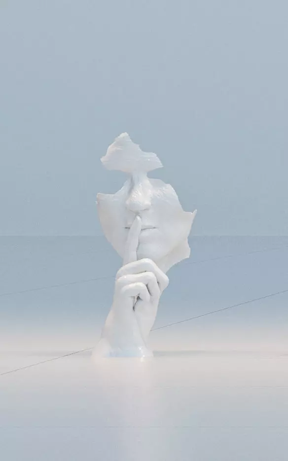 3D print sculpture of face with finger 3D print model_0