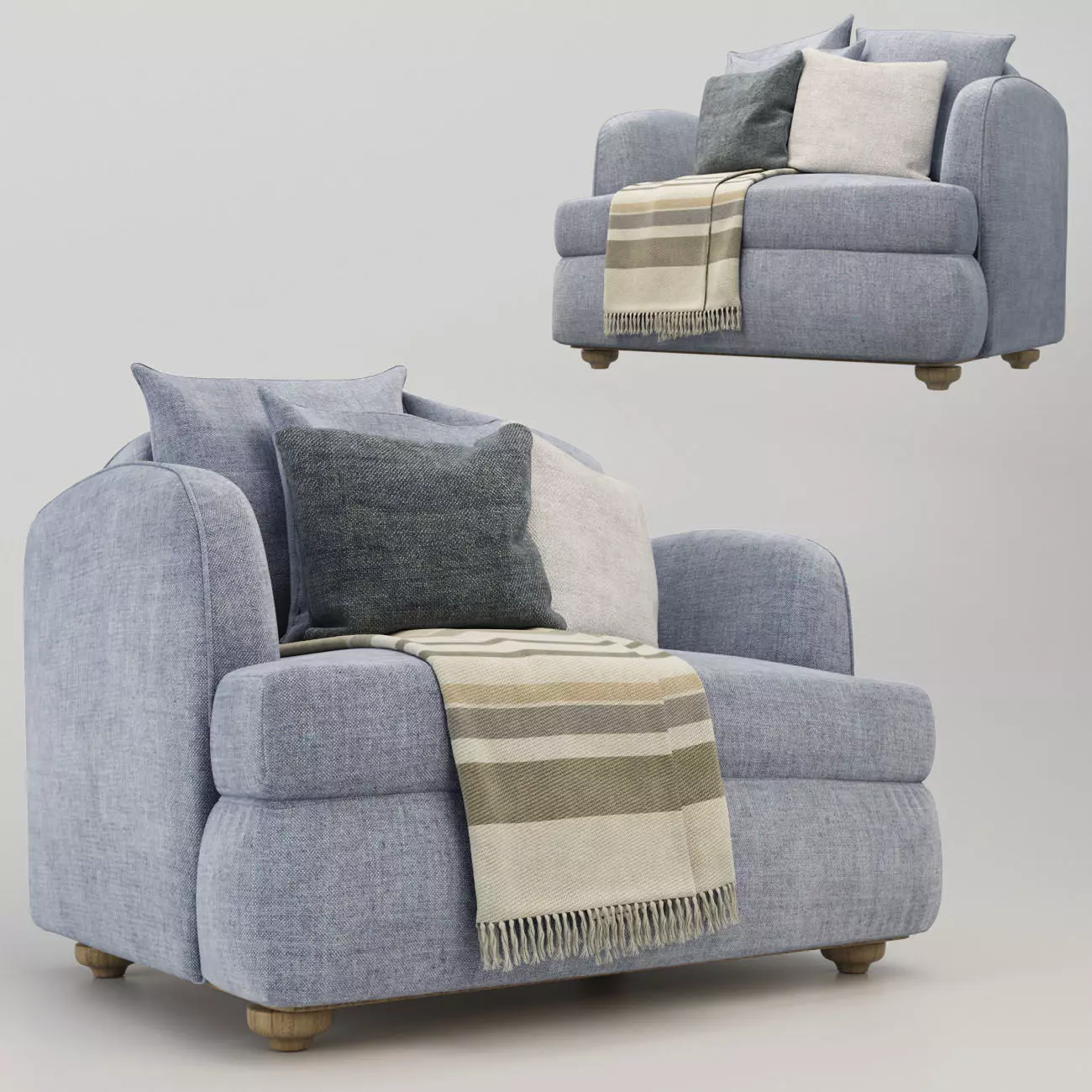 armchair with pillows Free 3D model