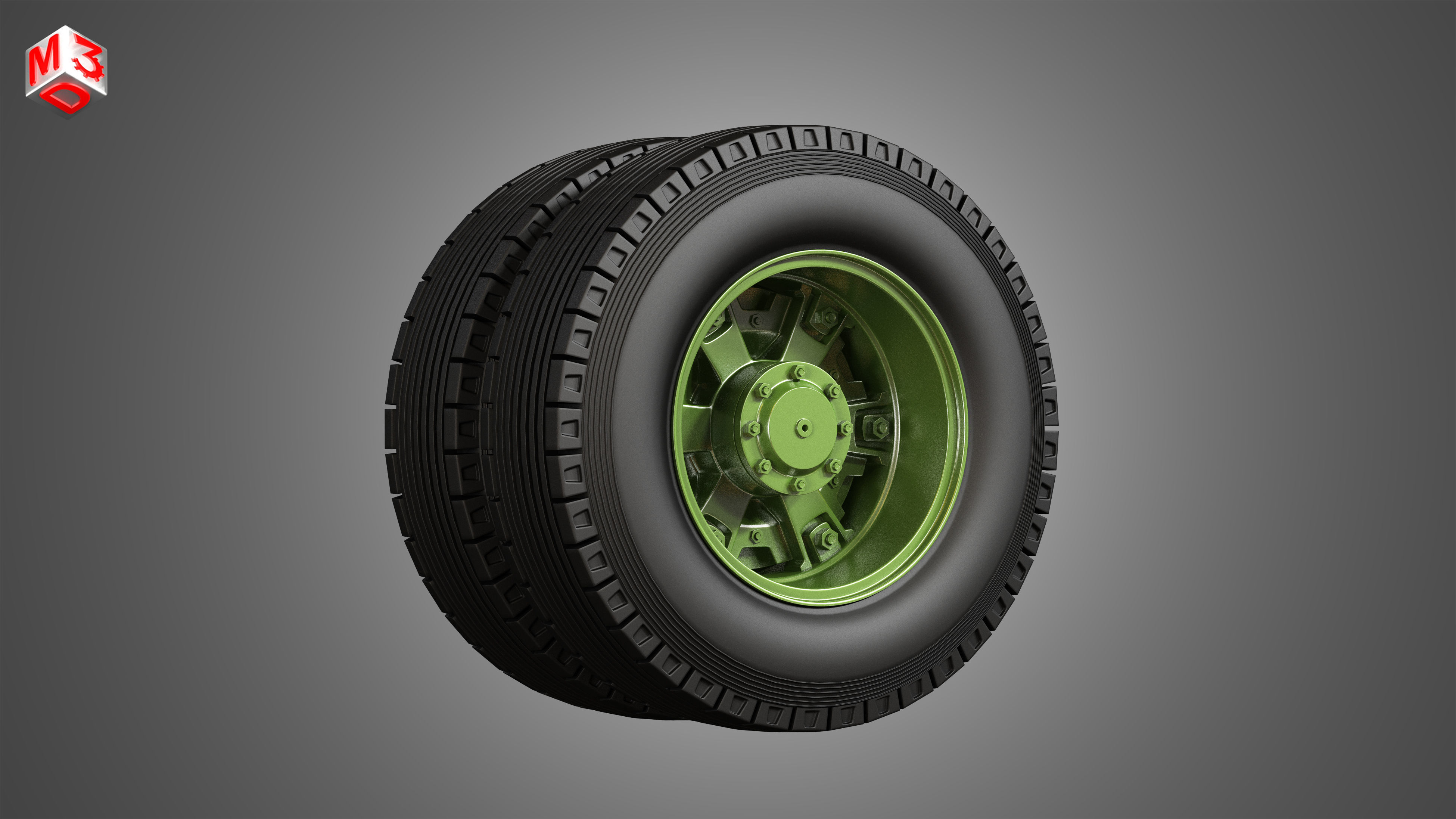 Trucks Tires and Dayton Style Rims with 6 Spoks 3D model_7