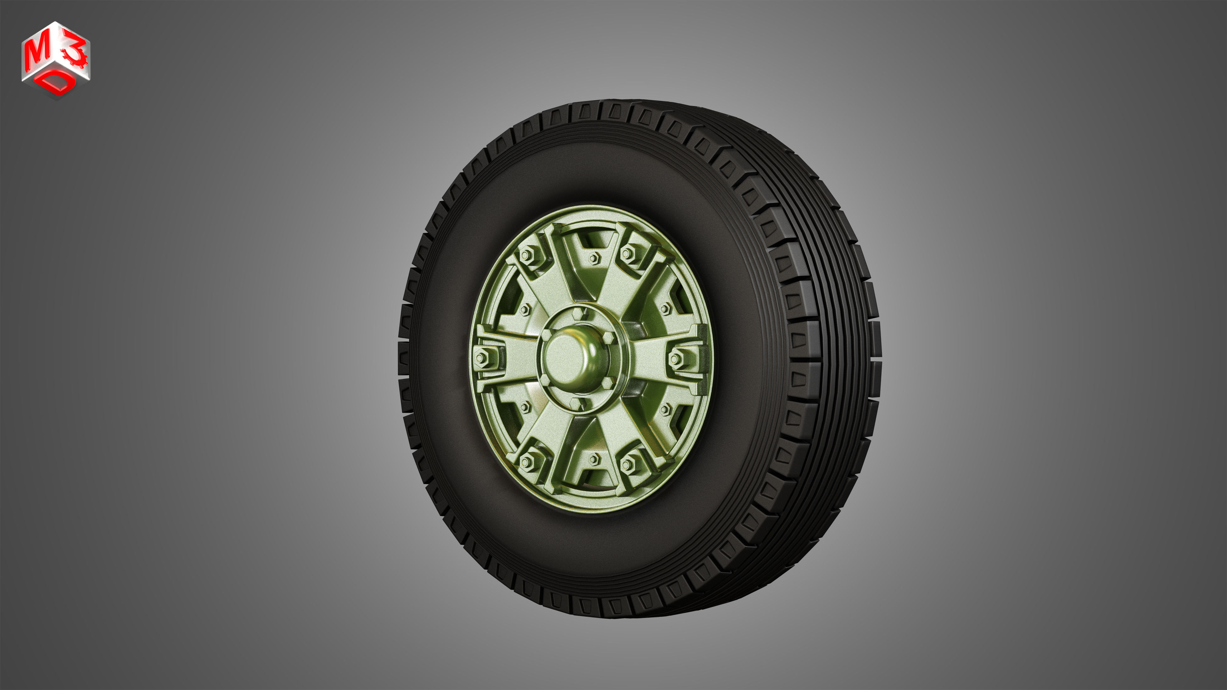 Trucks Tires and Dayton Style Rims with 6 Spoks 3D model_4