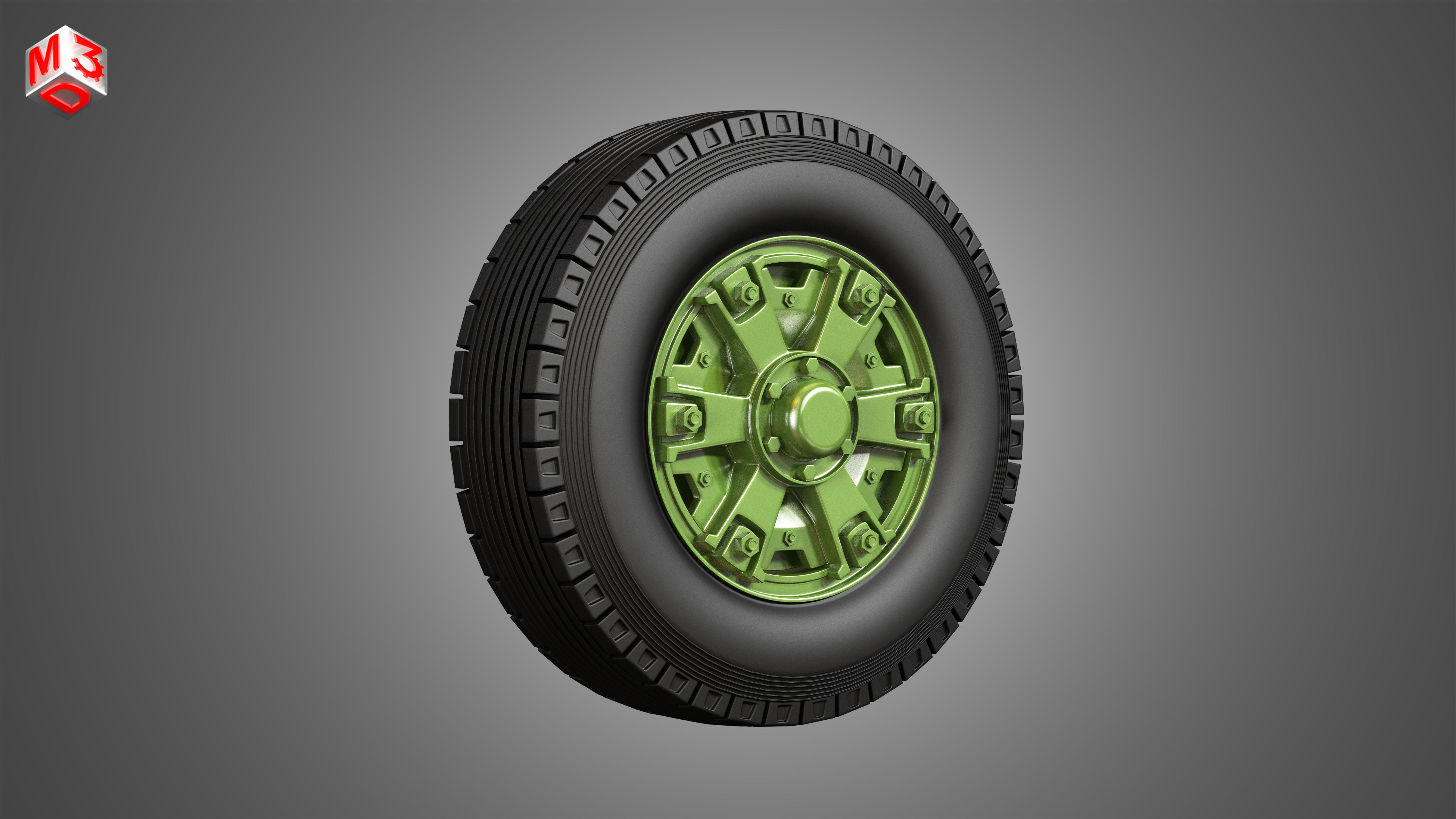 Trucks Tires and Dayton Style Rims with 6 Spoks 3D model_3
