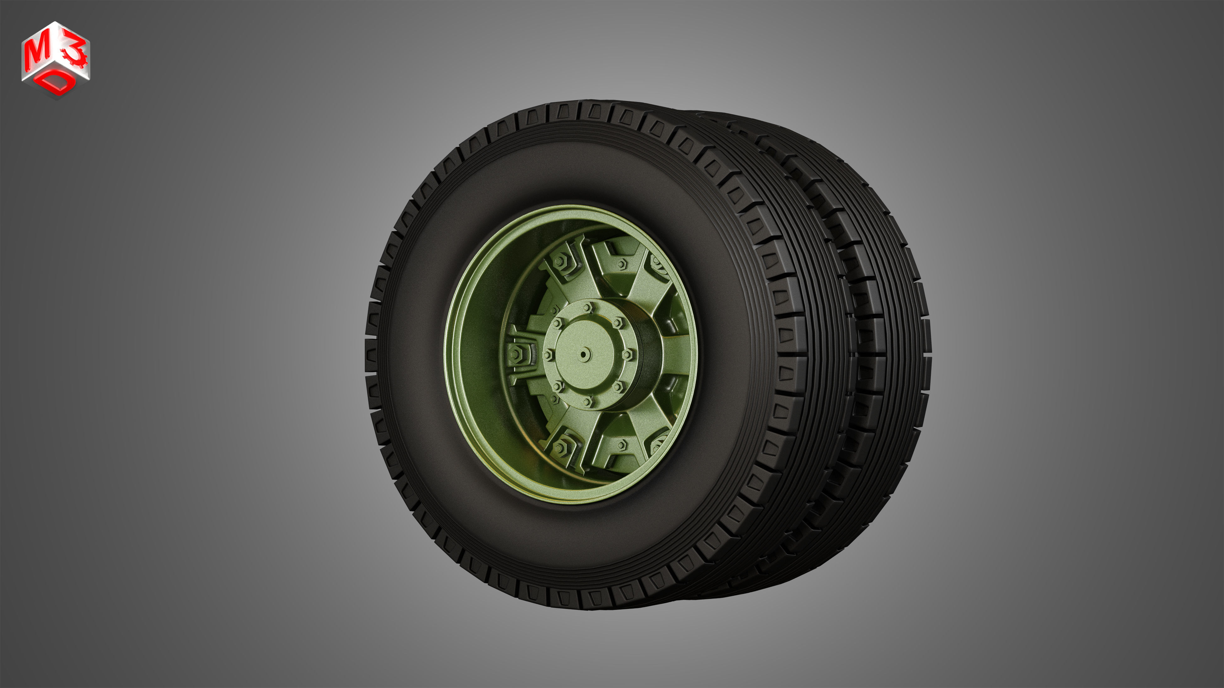 Trucks Tires and Dayton Style Rims with 6 Spoks 3D model_8