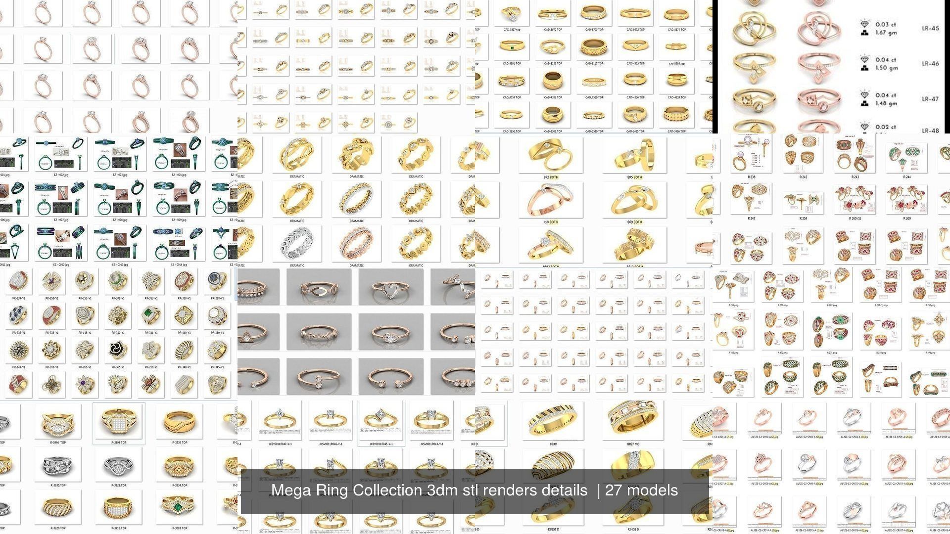 3000 Ring Mega  Collection 3dm stl renders details  _0