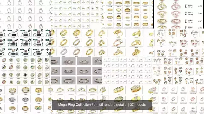 3000 Ring Mega  Collection 3dm stl renders details  