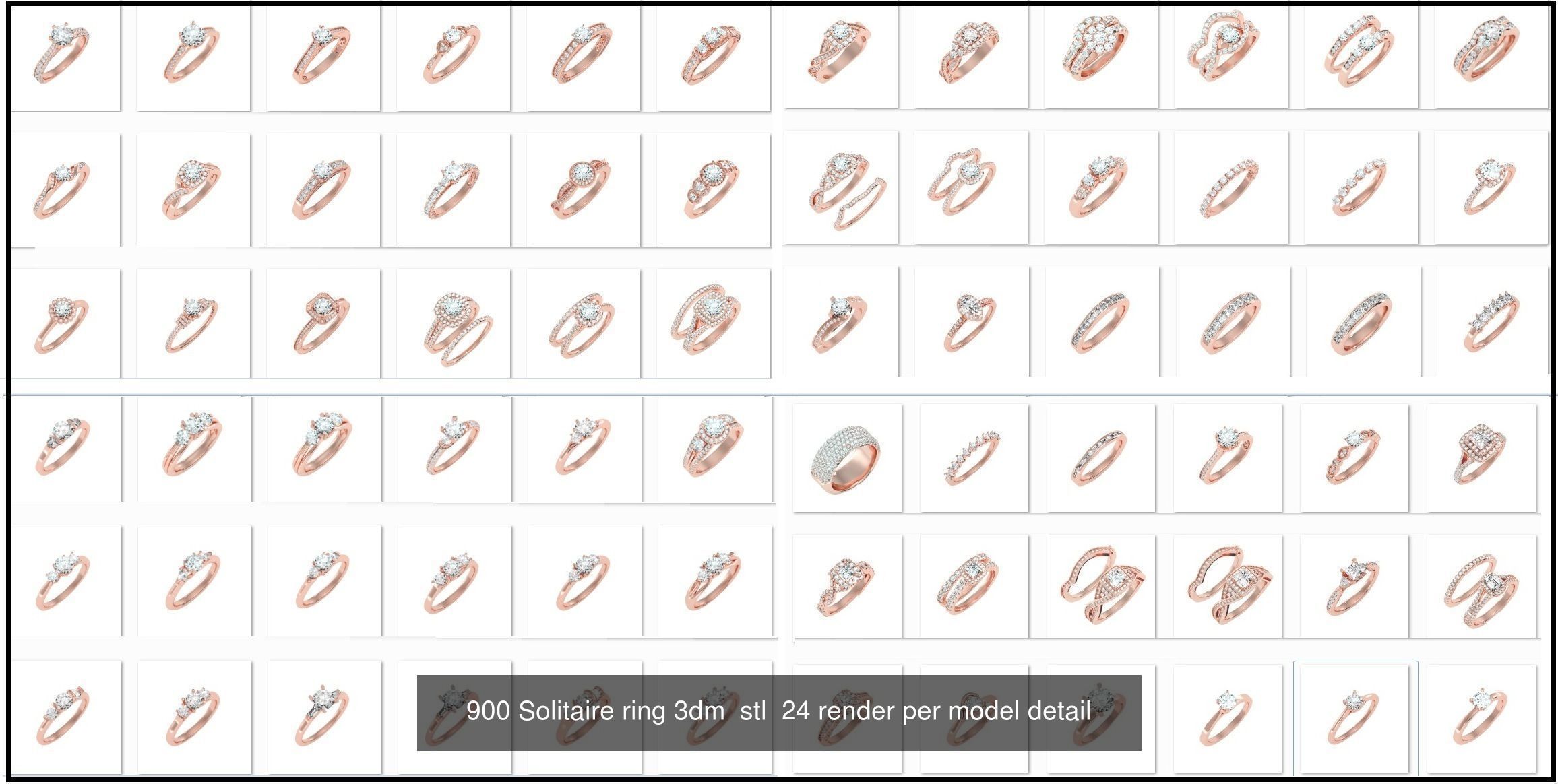 3000 Ring Mega  Collection 3dm stl renders details  _1