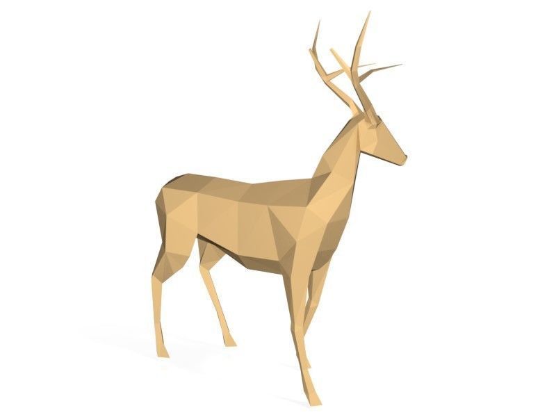 Polygonal Deer Printable 3D print model_4