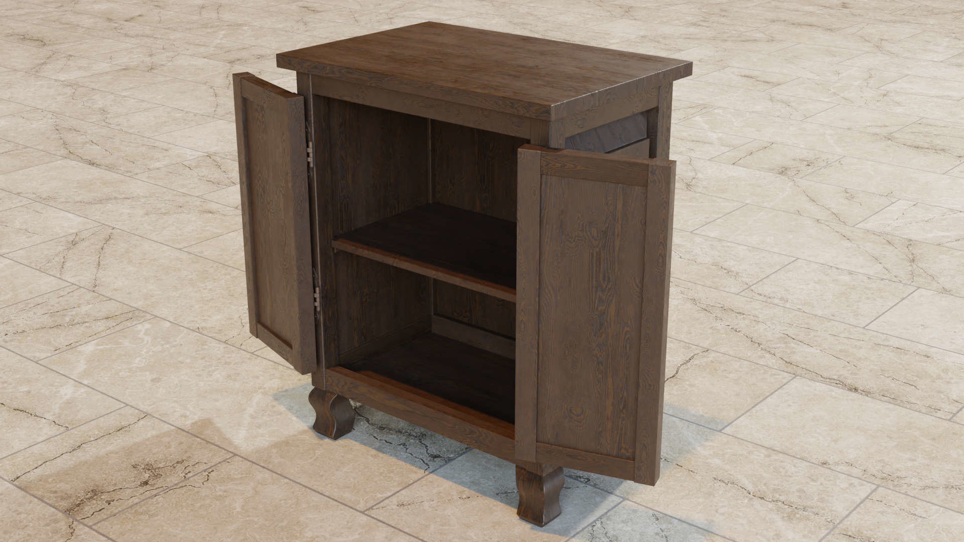 Blue Born Wooden Cabinet 3D model_4