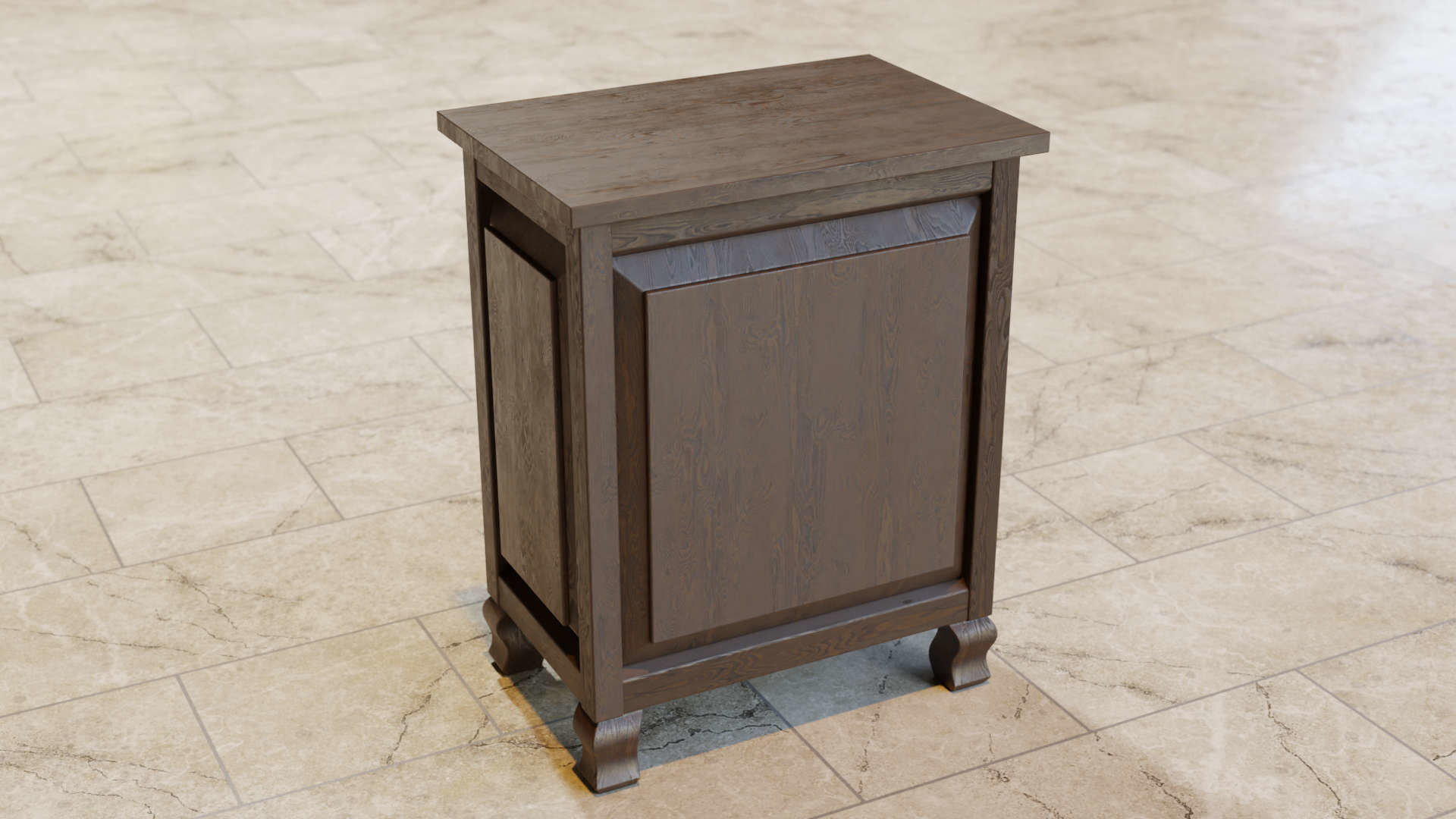 Blue Born Wooden Cabinet 3D model_2