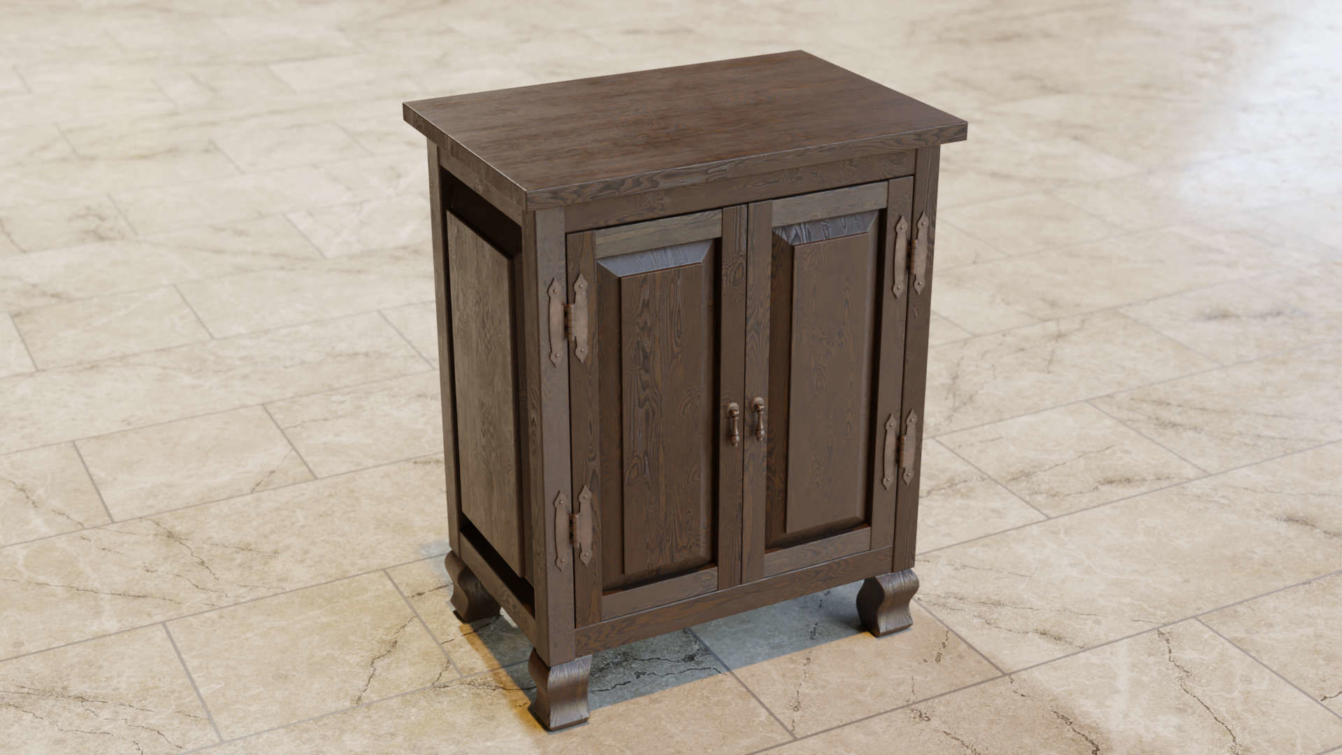 Blue Born Wooden Cabinet 3D model_1