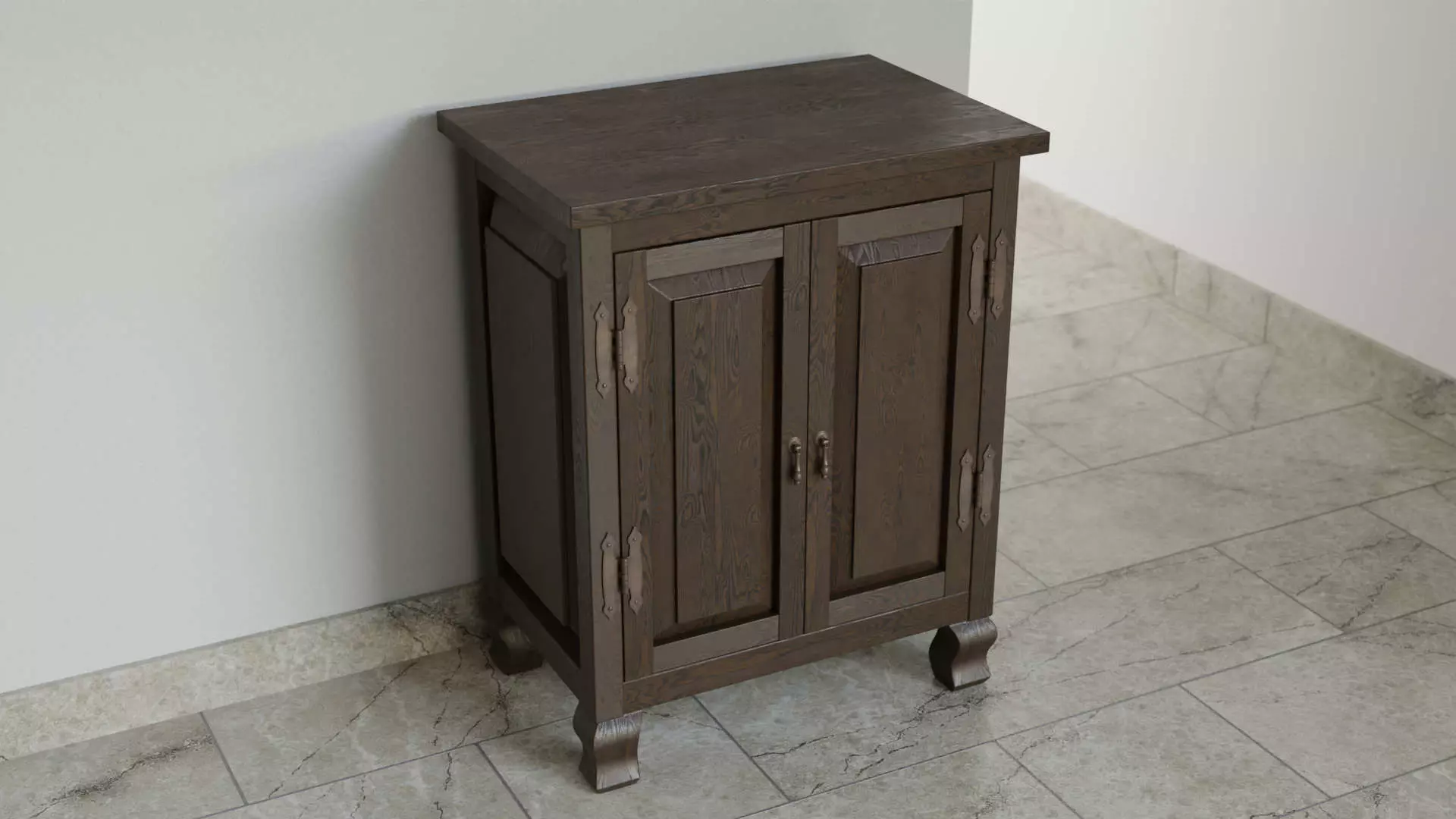 Blue Born Wooden Cabinet 3D model_0