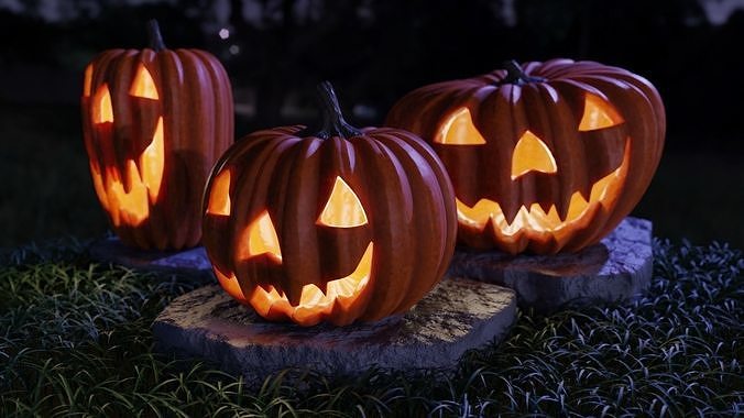 Blue Born Halloween Pumpkin 3D model | CGTrader