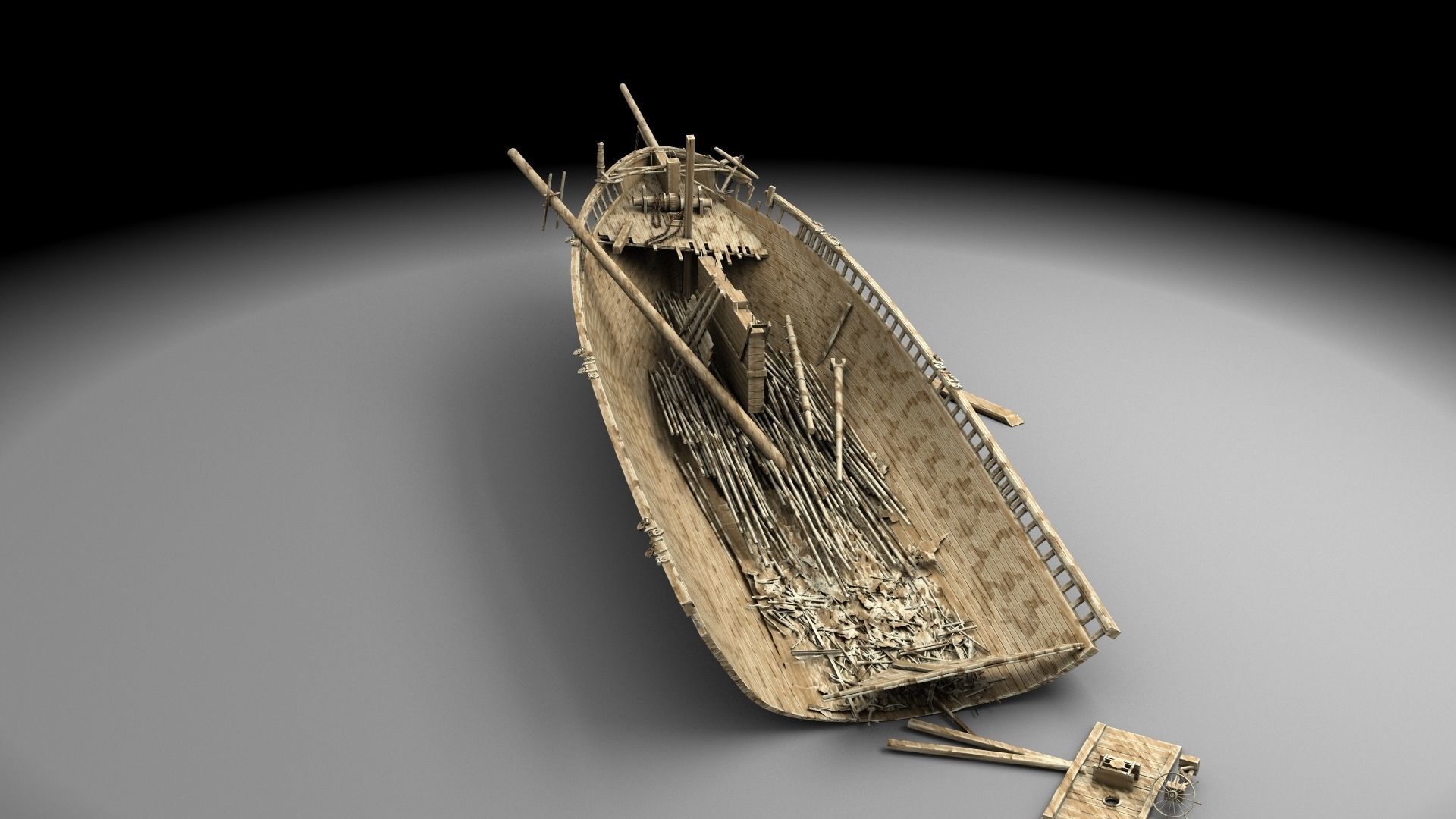 Wooden shipwreck 2 3D model_6