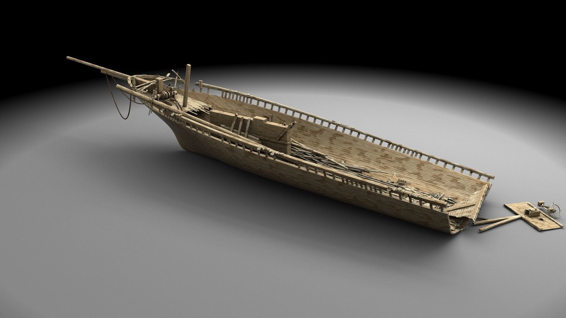 Wooden shipwreck 2 3D model_5
