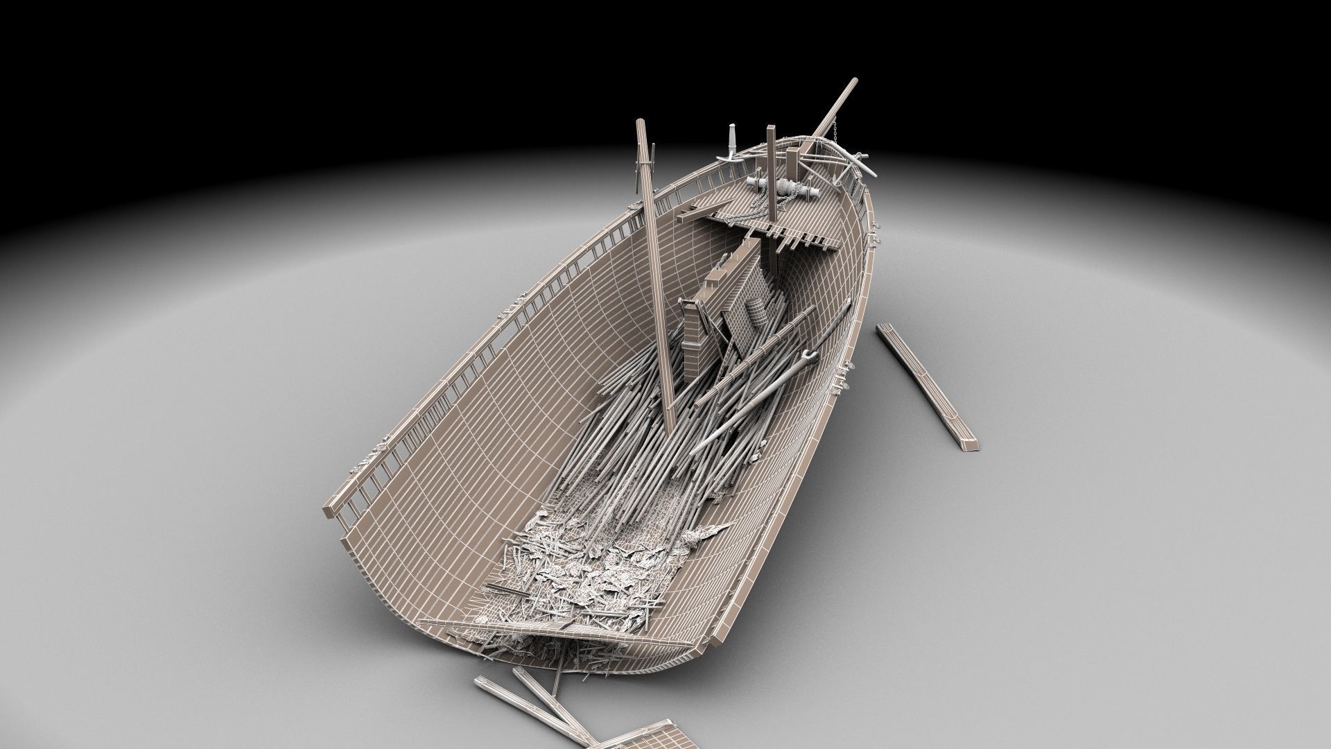 Wooden shipwreck 2 3D model_16