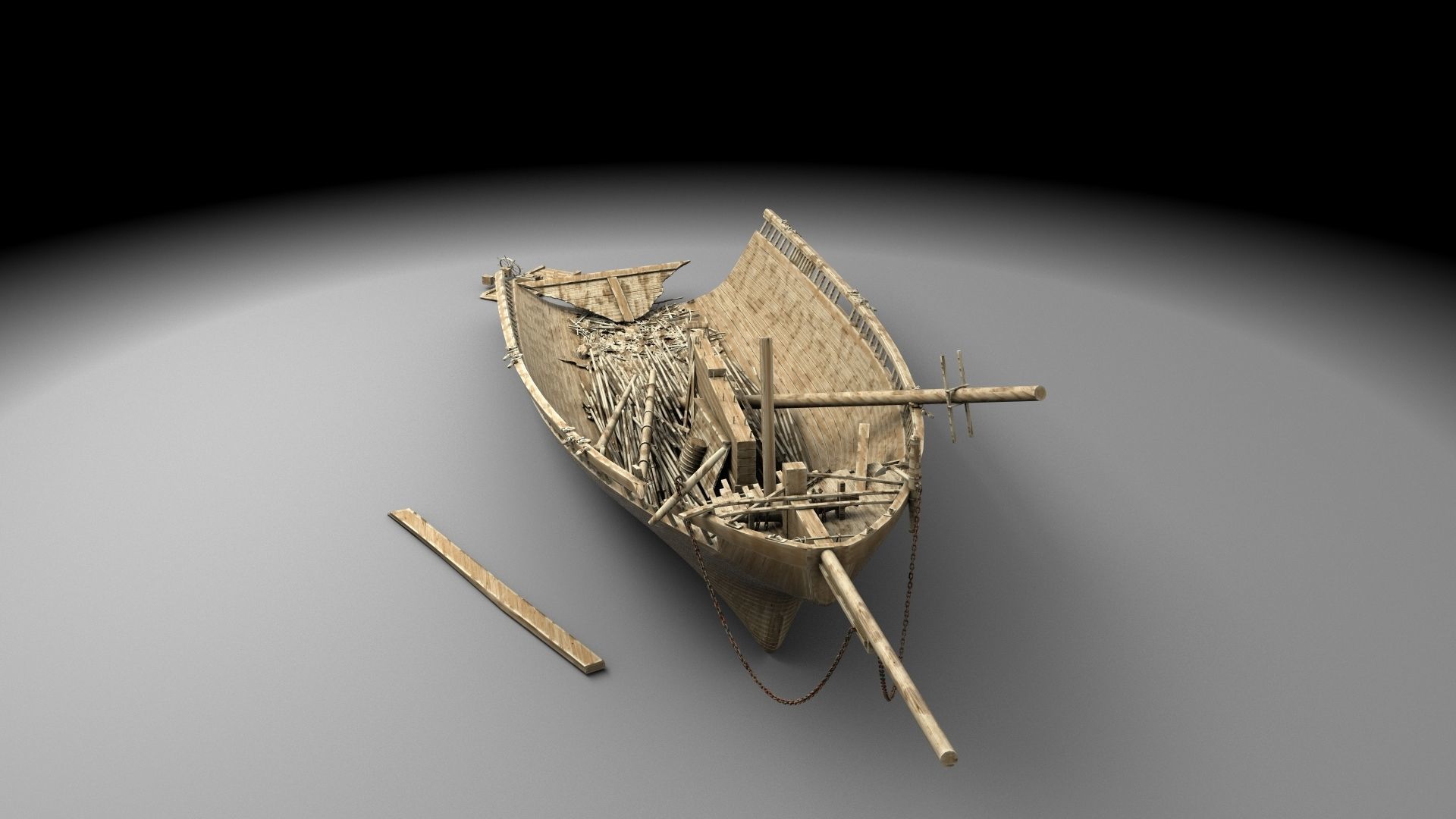 Wooden shipwreck 2 3D model_2