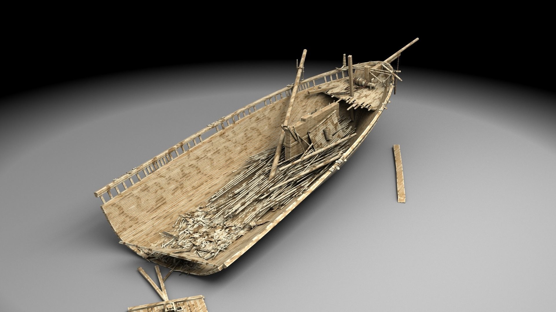 Wooden shipwreck 2 3D model_7