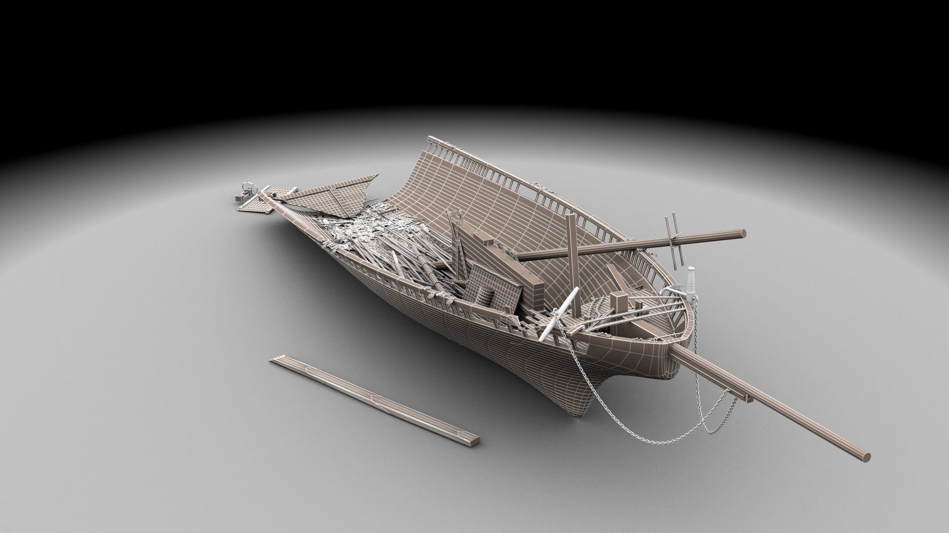Wooden shipwreck 2 3D model_11