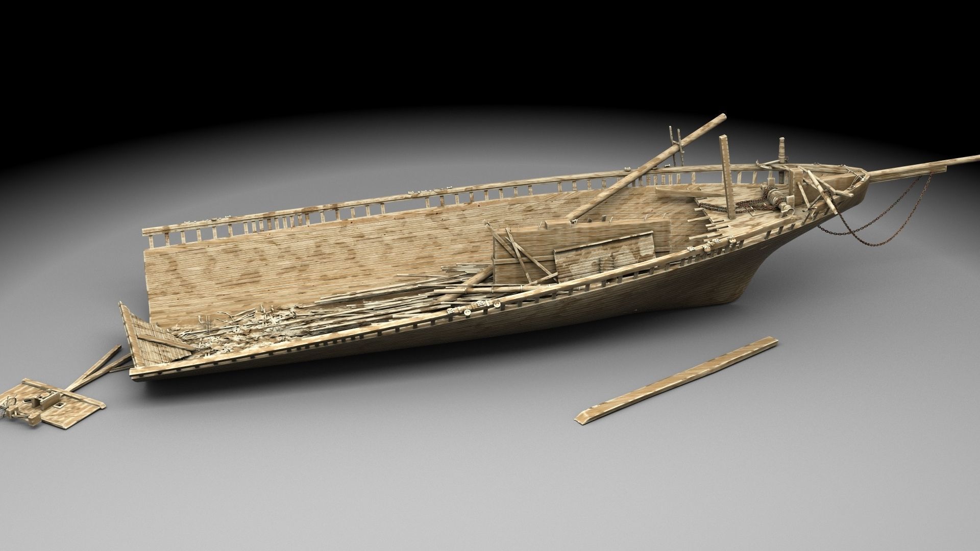 Wooden shipwreck 2 3D model_8