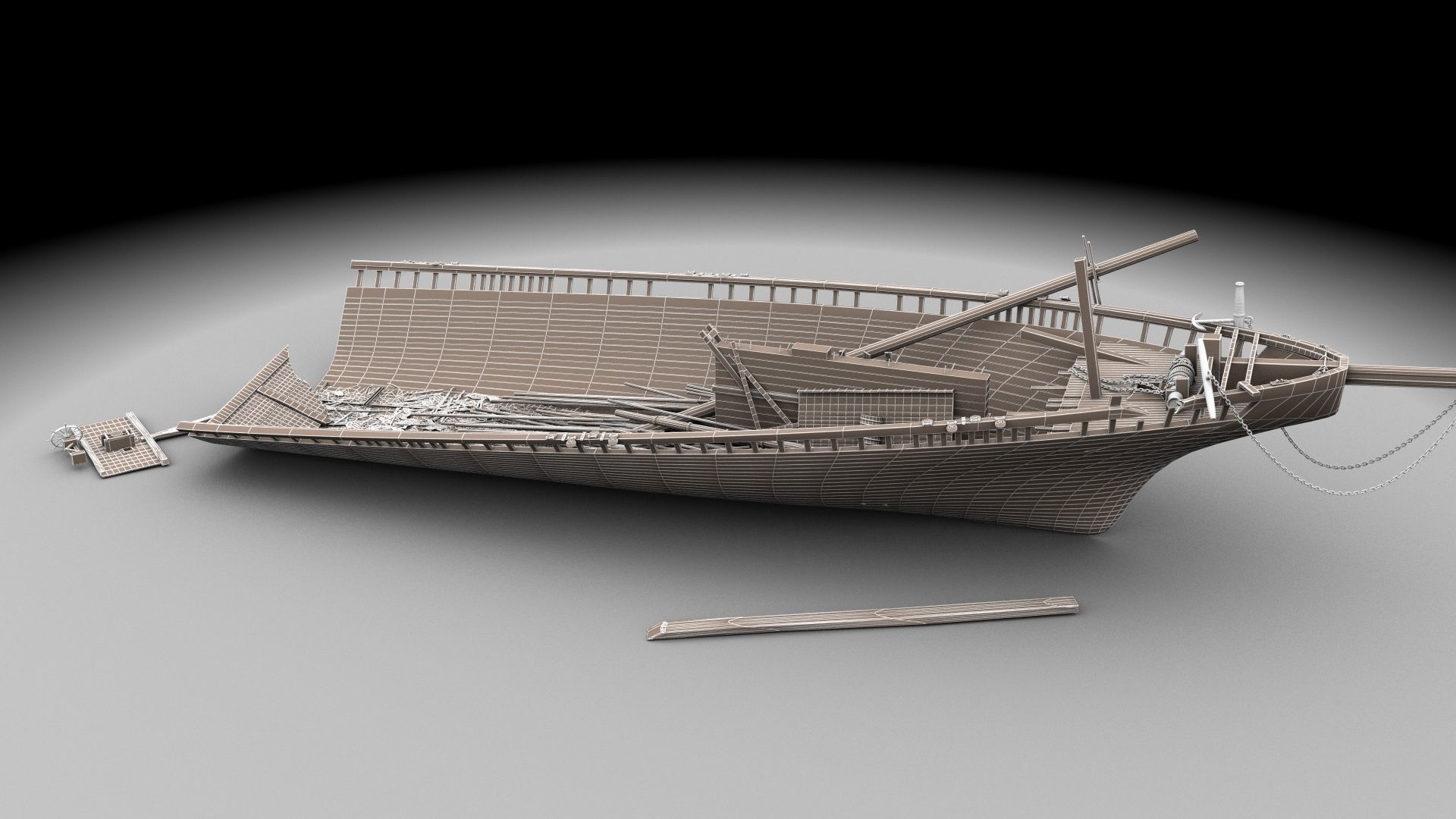 Wooden shipwreck 2 3D model_10