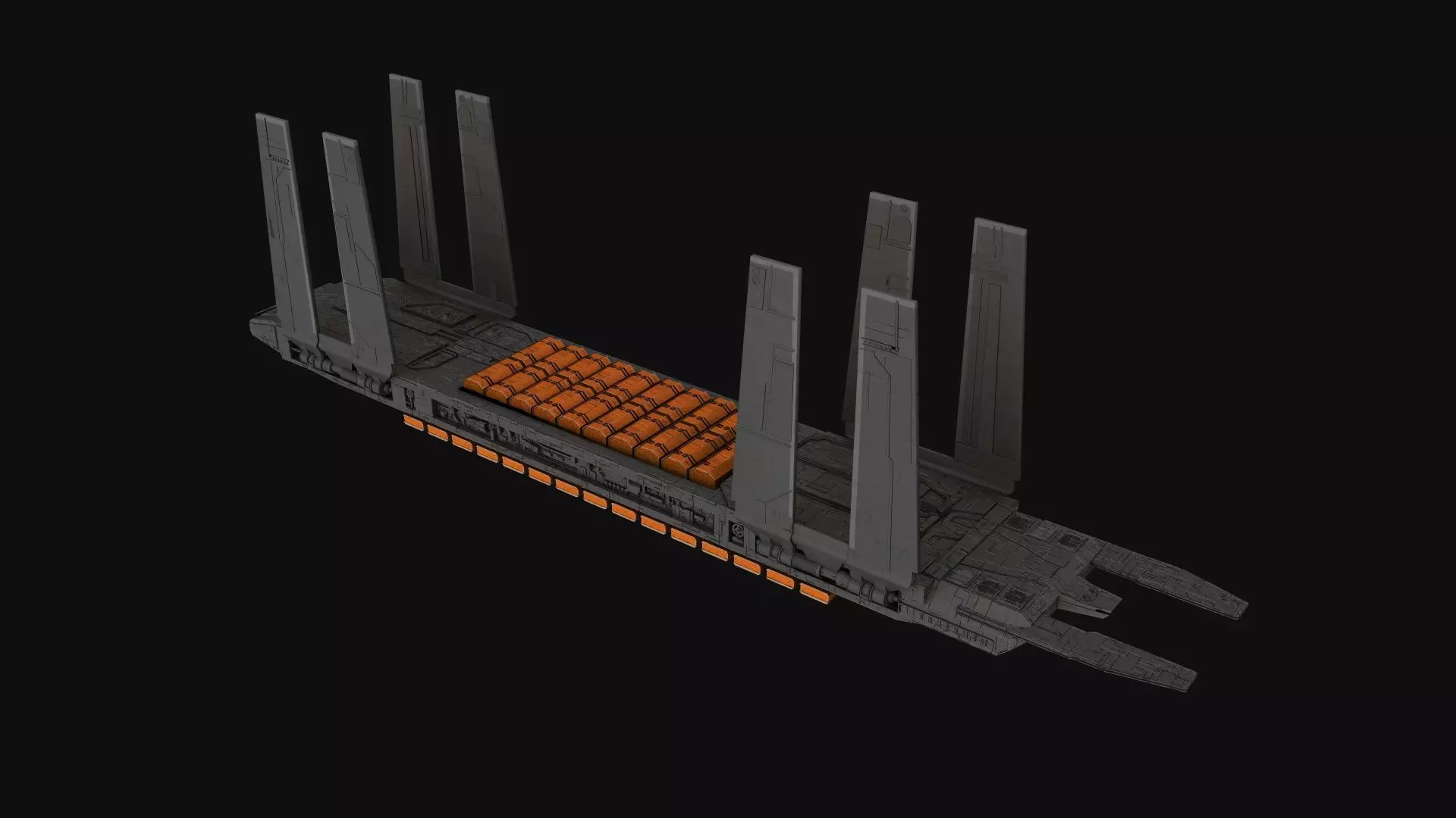 Eta-class supply barge Spaceship Low-poly 3D model