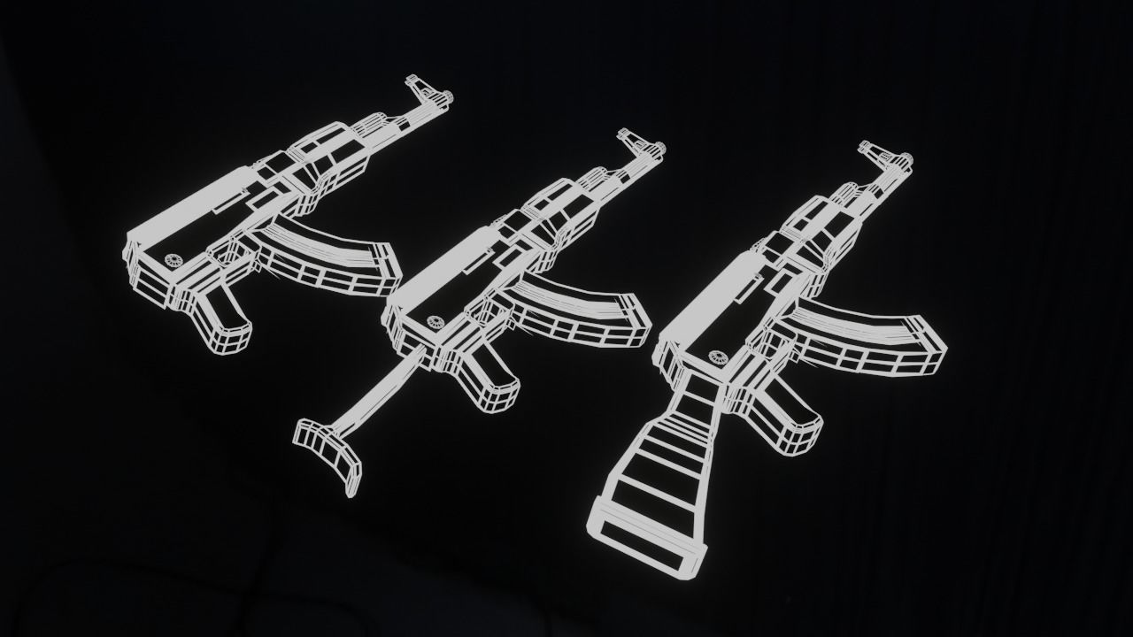 Rigged Weapons 3D model_2