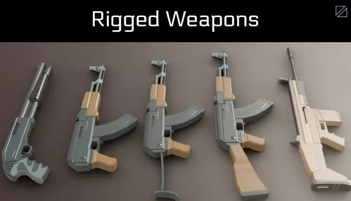 Rigged Weapons 3D model_0