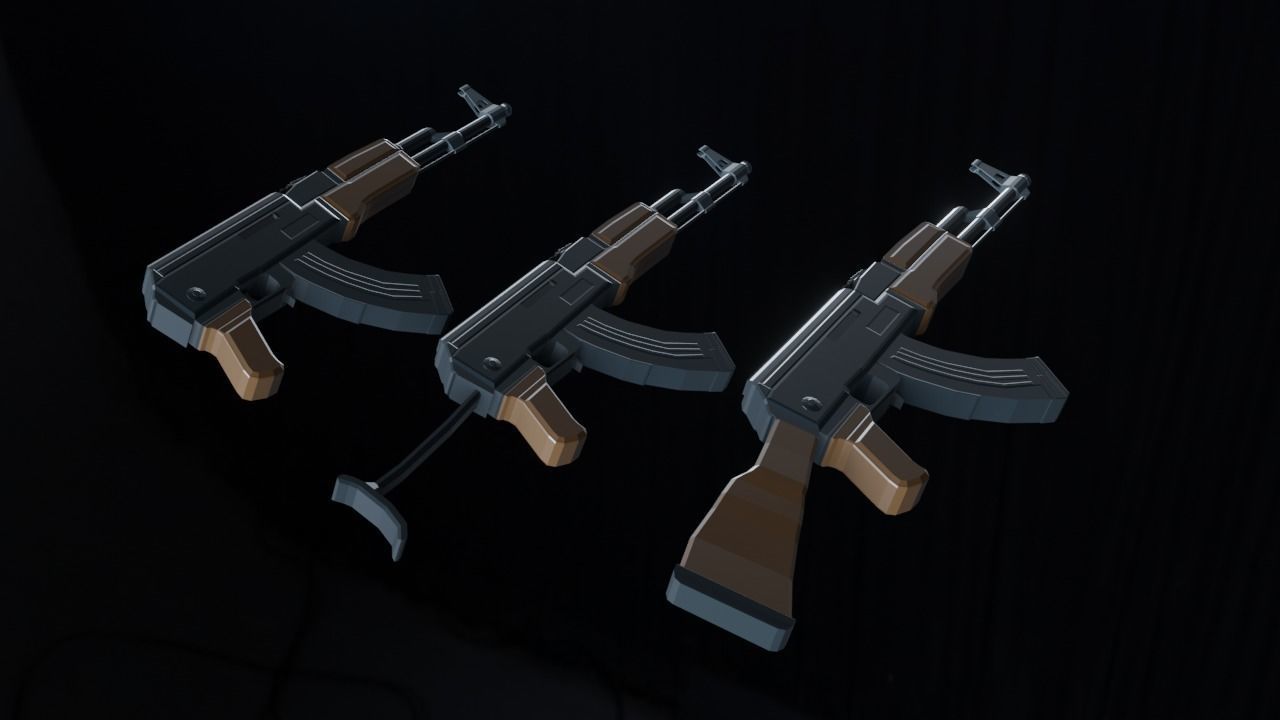 Rigged Weapons 3D model_1