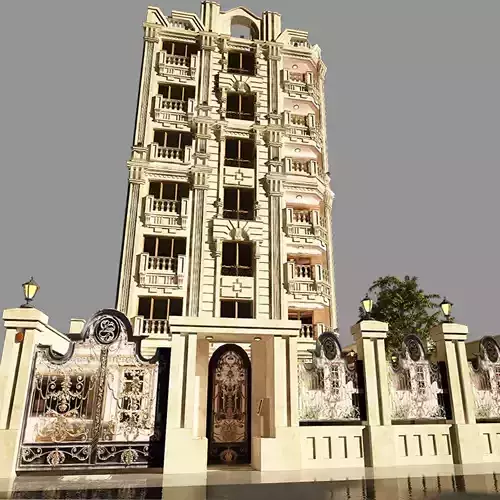 Full 3D model of the exterior of a luxury residential apartment