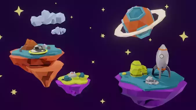 Space Adventure Low Poly Asset Pack 3D model